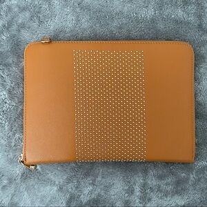 Studded Yellow-Orange Large Wallet Wristlet Crossbody Leopard Print Interior